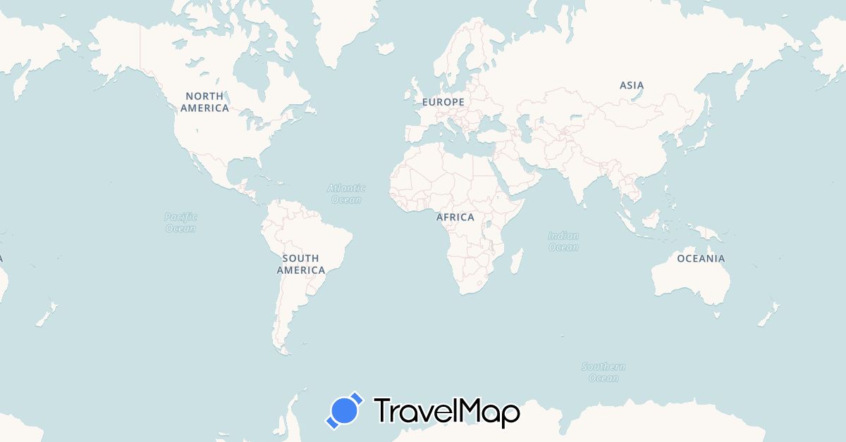 TravelMap itinerary: driving, bus, plane, train, boat in China, France, Philippines, Thailand, Vietnam (Asia, Europe)